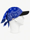 Classic Royal Blue Paisley Bandana Hat with Black Brim