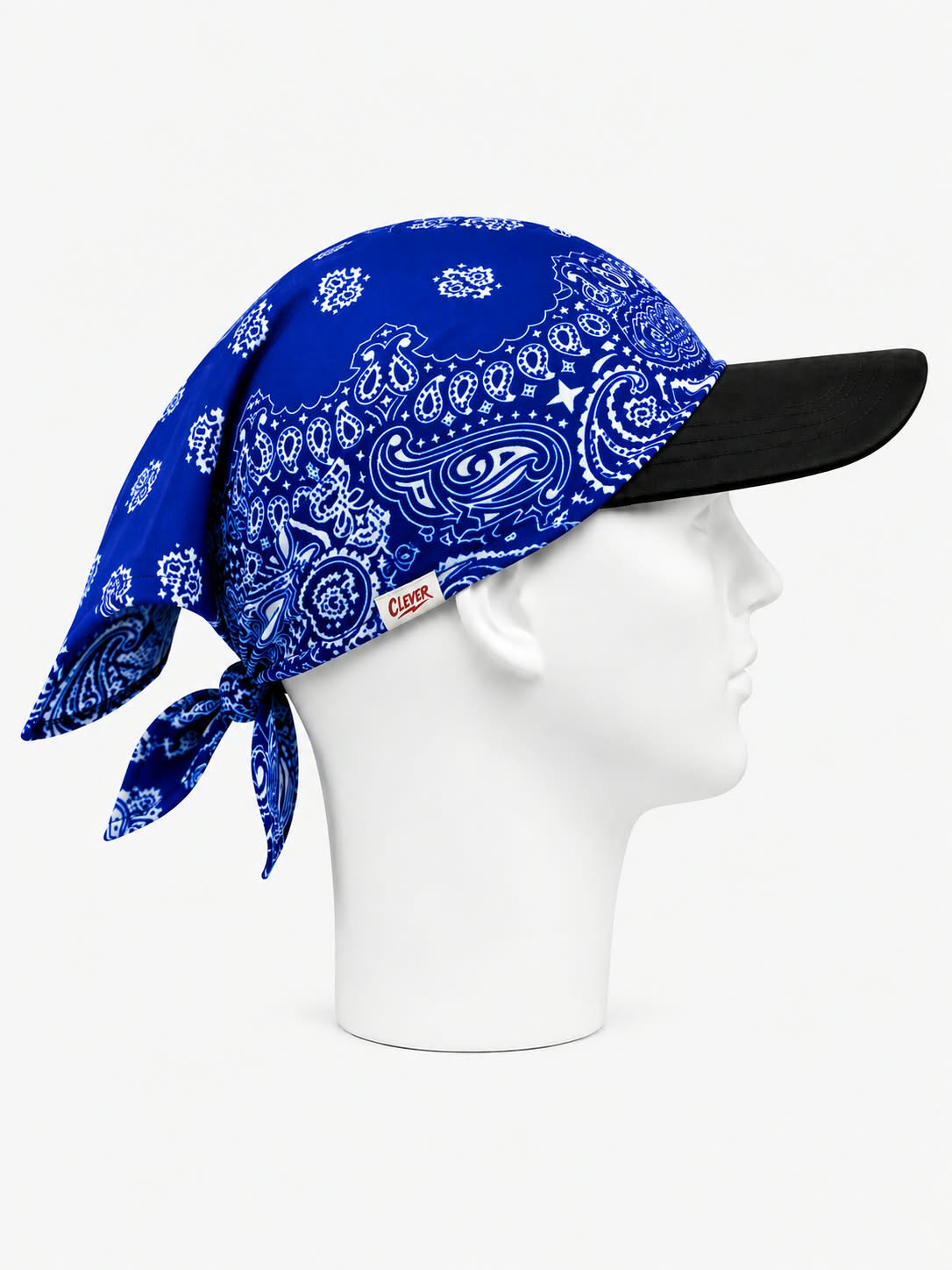 Classic Royal Blue Paisley Bandana Hat with Black Brim