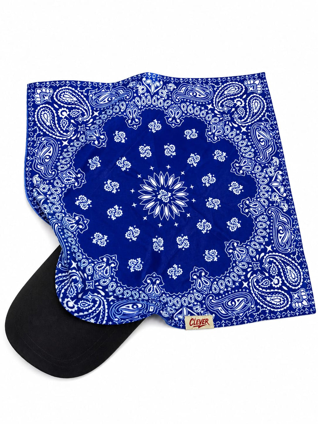 Classic Royal Blue Paisley Bandana Hat with Black Brim