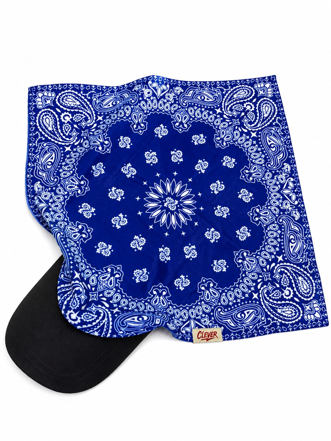 Classic Royal Blue Paisley Bandana Hat with Black Brim