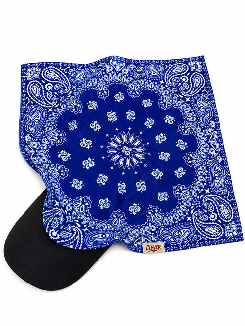 Classic Royal Blue Paisley Bandana Hat with Black Brim